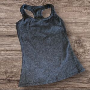 ALO Yoga Racerback Ribbed Shelf Bra Tank Top Charcoal Heather Grey Small VGUC